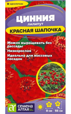 Цинния Лилипут Красная шапочка (СА) цп