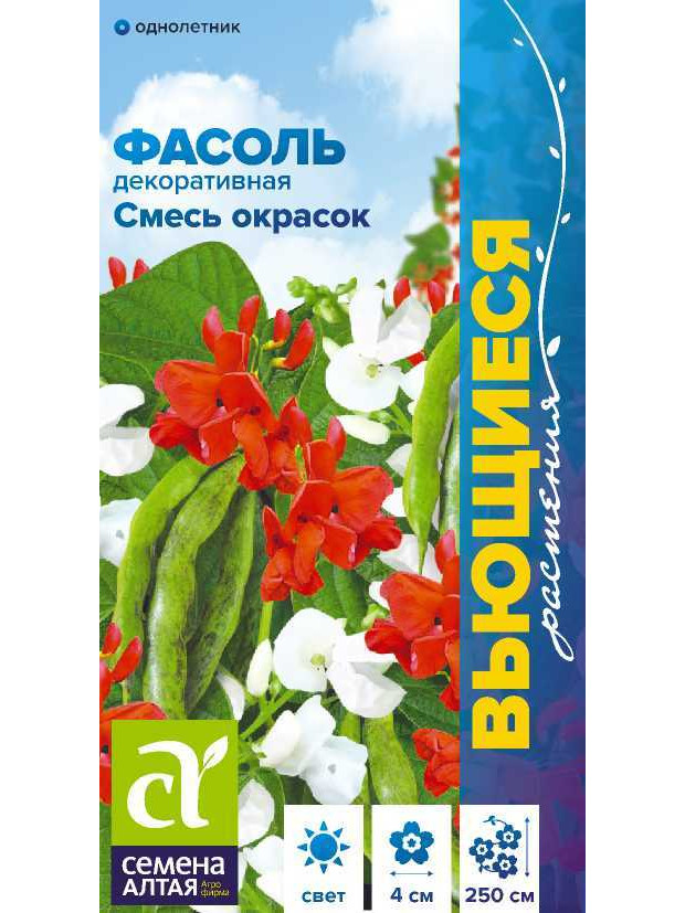 Фасоль декор. Смесь окрасок вьющ. (СА) цп